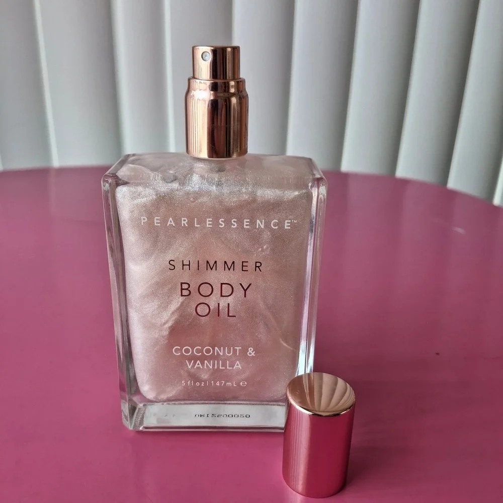 Pearlessence Coconut & Vanilla Shimmer Body Oil 5 oz Pink Glow Spray